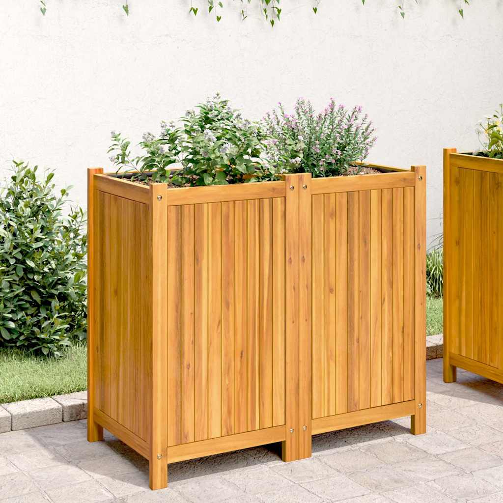 Garden Planter with Liner Solid Wood Acacia 80 cm 75 cm 42 cm