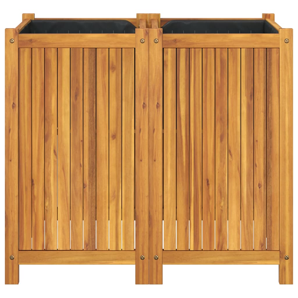 Garden Planter with Liner Solid Wood Acacia 80 cm 75 cm 42 cm