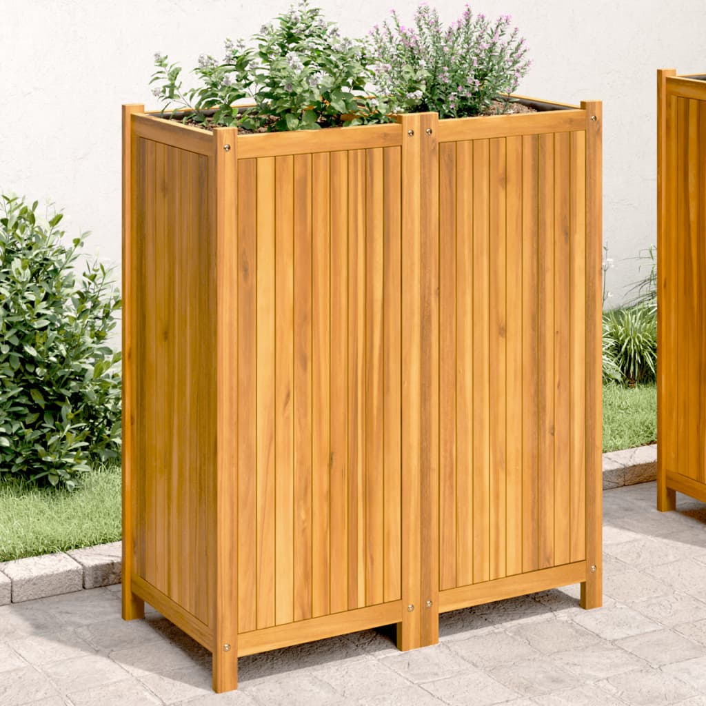 Garden Planter with Liner Solid Wood Acacia 80 cm 100 cm 42 cm
