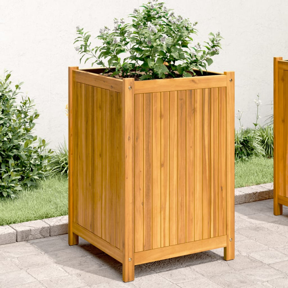 vidaXL Garden Planter with Liner Solid Wood Acacia