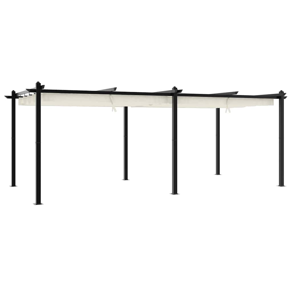 vidaXL Garden Gazebo with Retractable Roof Cream 3x6 m Aluminium 2