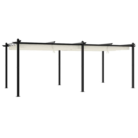 vidaXL Garden Gazebo with Retractable Roof Cream 3x6 m Aluminium 2