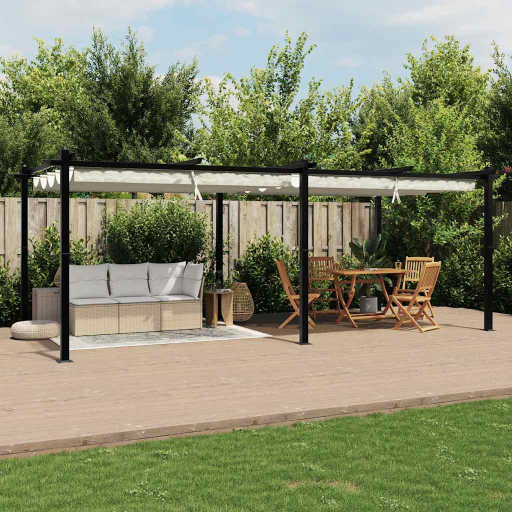 vidaXL Garden Gazebo with Retractable Roof Cream 3x6 m Aluminium 3