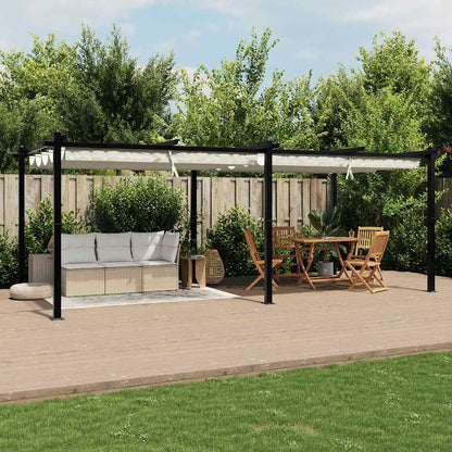 vidaXL Garden Gazebo with Retractable Roof Cream 3x6 m Aluminium 3
