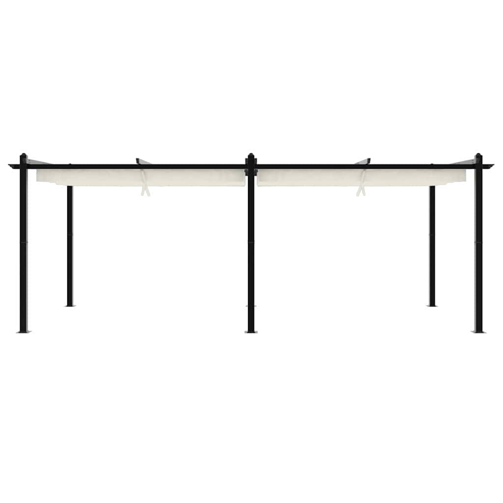vidaXL Garden Gazebo with Retractable Roof Cream 3x6 m Aluminium 4