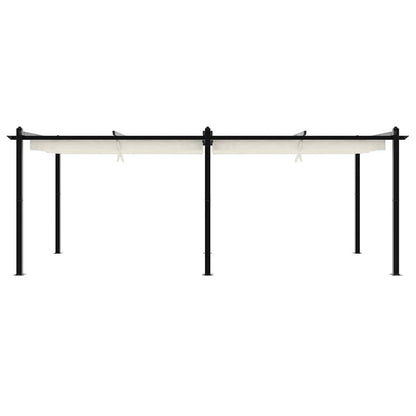 vidaXL Garden Gazebo with Retractable Roof Cream 3x6 m Aluminium 4