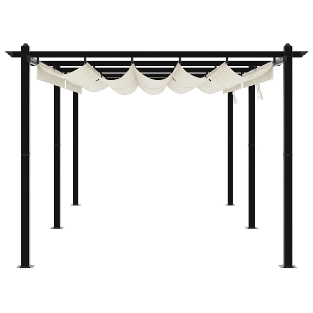 vidaXL Garden Gazebo with Retractable Roof Cream 3x6 m Aluminium 5