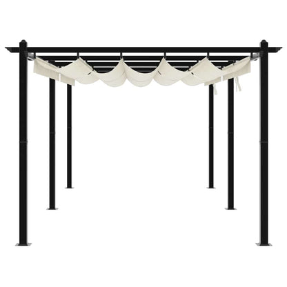 vidaXL Garden Gazebo with Retractable Roof Cream 3x6 m Aluminium 5