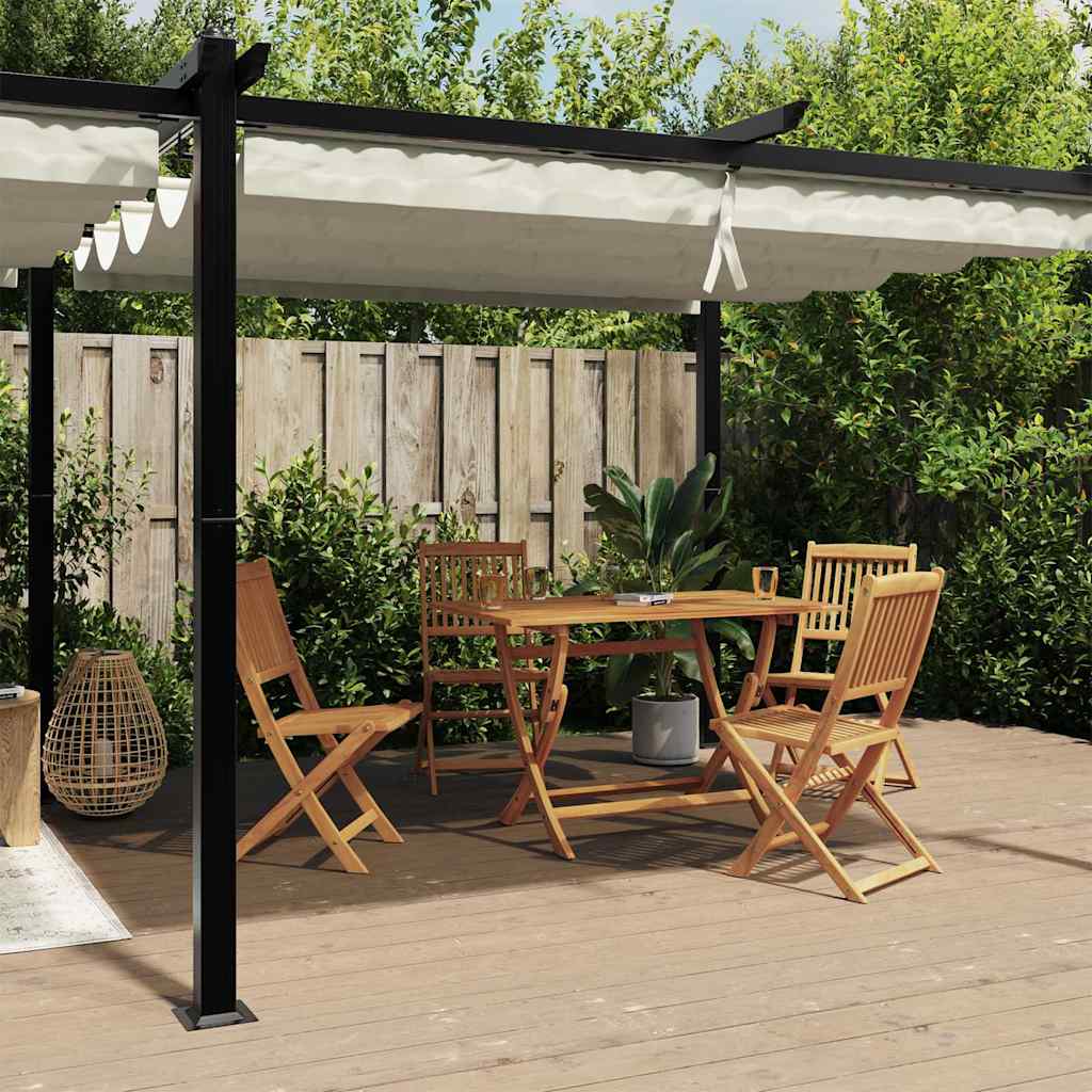 vidaXL Garden Gazebo with Retractable Roof Cream 3x6 m Aluminium 1