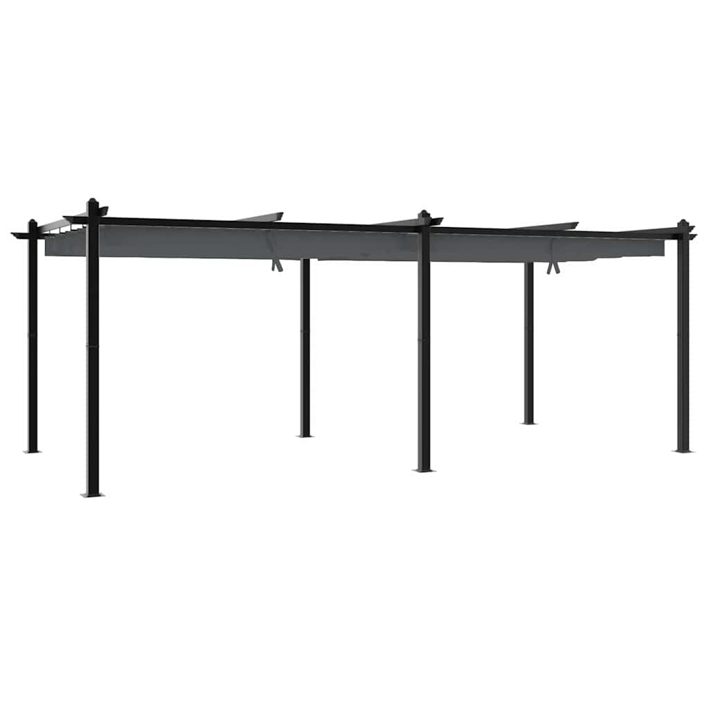 vidaXL Garden Gazebo with Retractable Roof Anthracite 3x6 m Aluminium 2