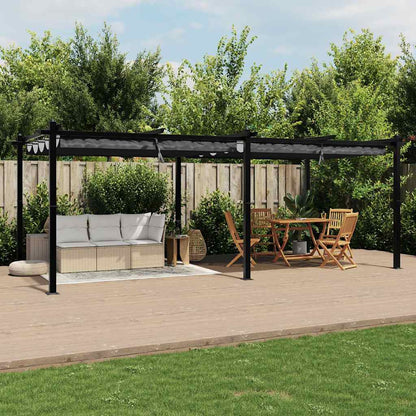 vidaXL Garden Gazebo with Retractable Roof Anthracite 3x6 m Aluminium 3