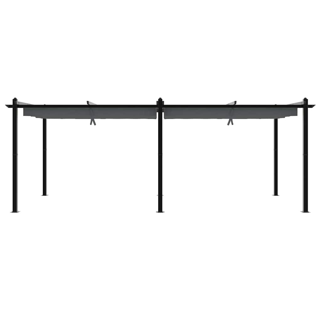 vidaXL Garden Gazebo with Retractable Roof Anthracite 3x6 m Aluminium 4