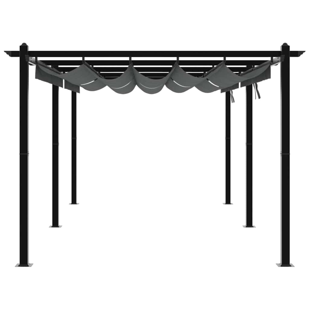 vidaXL Garden Gazebo with Retractable Roof Anthracite 3x6 m Aluminium 5