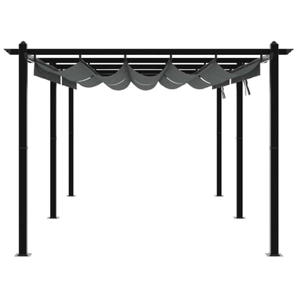 vidaXL Garden Gazebo with Retractable Roof Anthracite 3x6 m Aluminium 5