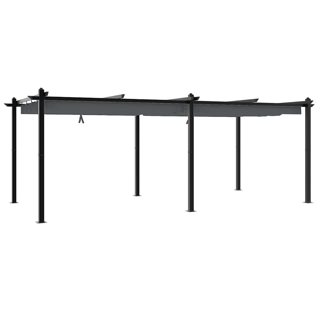 vidaXL Garden Gazebo with Retractable Roof Anthracite 3x6 m Aluminium 6