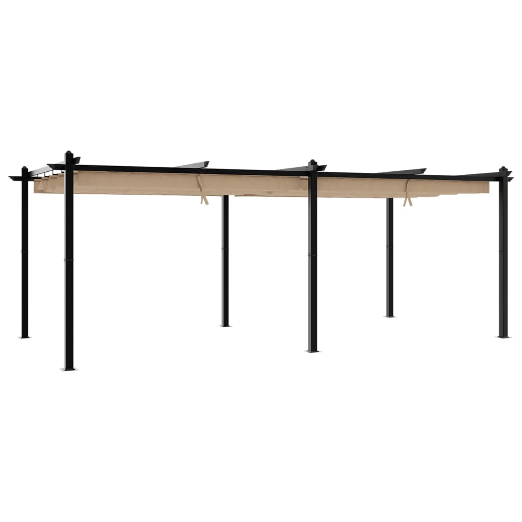 vidaXL Garden Gazebo with Retractable Roof Taupe 3x6 m Aluminium 2