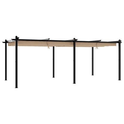 vidaXL Garden Gazebo with Retractable Roof Taupe 3x6 m Aluminium 2