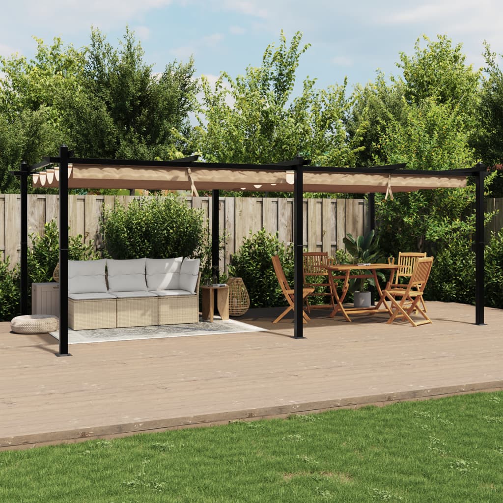 vidaXL Garden Gazebo with Retractable Roof Taupe 3x6 m Aluminium 3