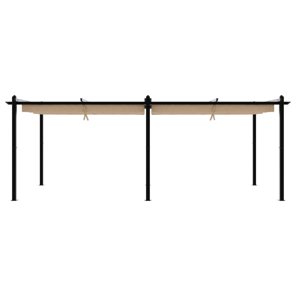 vidaXL Garden Gazebo with Retractable Roof Taupe 3x6 m Aluminium 4