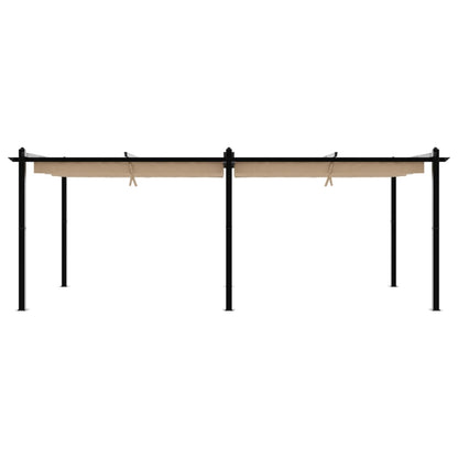 vidaXL Garden Gazebo with Retractable Roof Taupe 3x6 m Aluminium 4