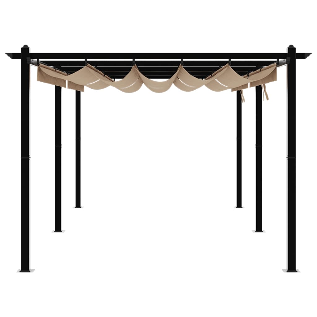 vidaXL Garden Gazebo with Retractable Roof Taupe 3x6 m Aluminium 5