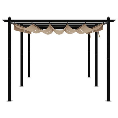 vidaXL Garden Gazebo with Retractable Roof Taupe 3x6 m Aluminium 5