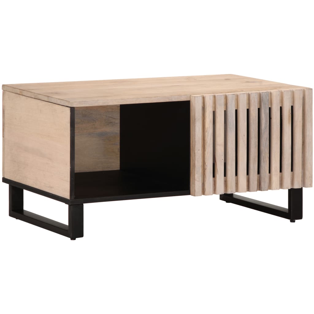 Coffee Table 80x51x40 cm Solid Wood Mango White Solid mango wood