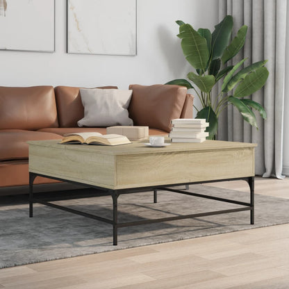 Coffee Table 95x95x45 cm Engineered Wood and Metal Sonoma oak