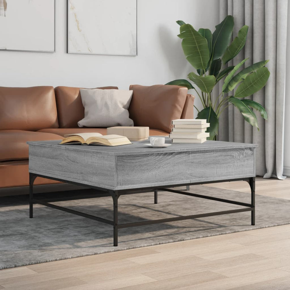 vidaXL Coffee Table 95x95x45 cm Engineered Wood and Metal