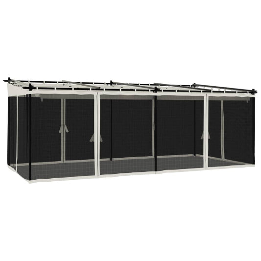 vidaXL Gazebo with Mesh Walls Cream 6x3 m Steel 2