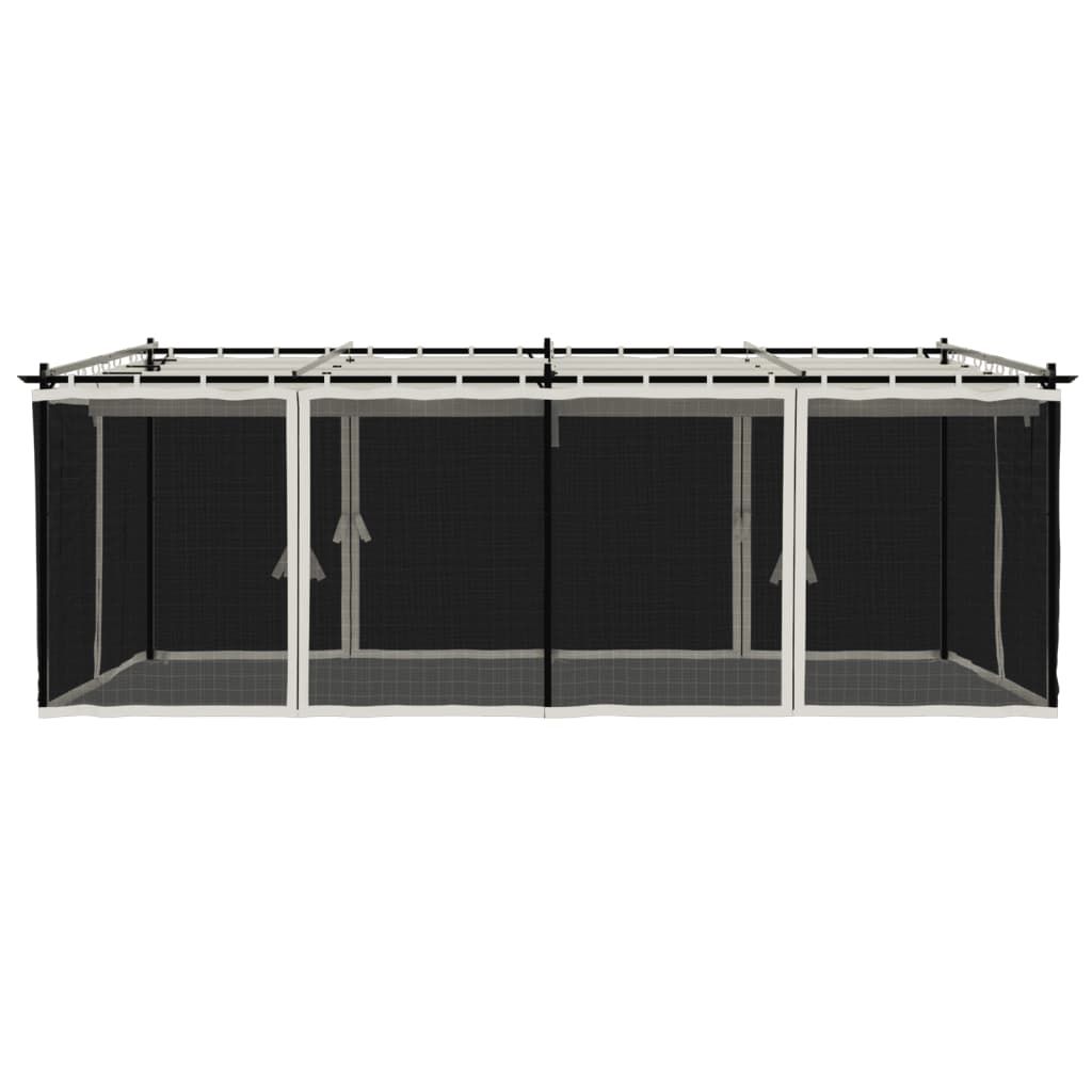 vidaXL Gazebo with Mesh Walls Cream 6x3 m Steel 4