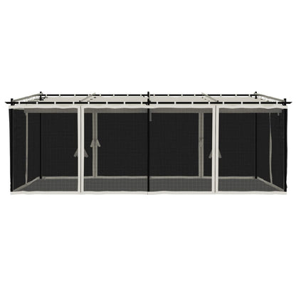 vidaXL Gazebo with Mesh Walls Cream 6x3 m Steel 4