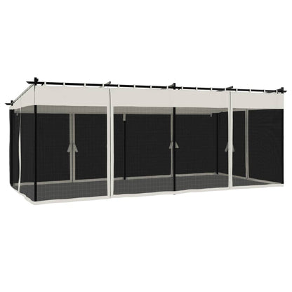 vidaXL Gazebo with Mesh Walls Cream 6x3 m Steel 6