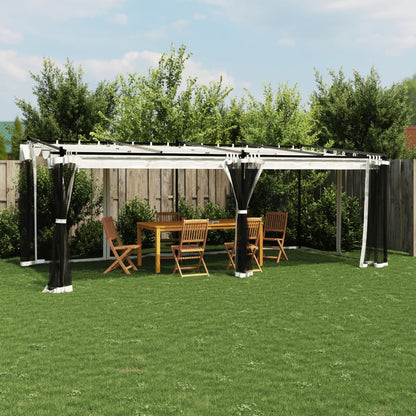 vidaXL Gazebo with Mesh Walls Cream 6x3 m Steel 1