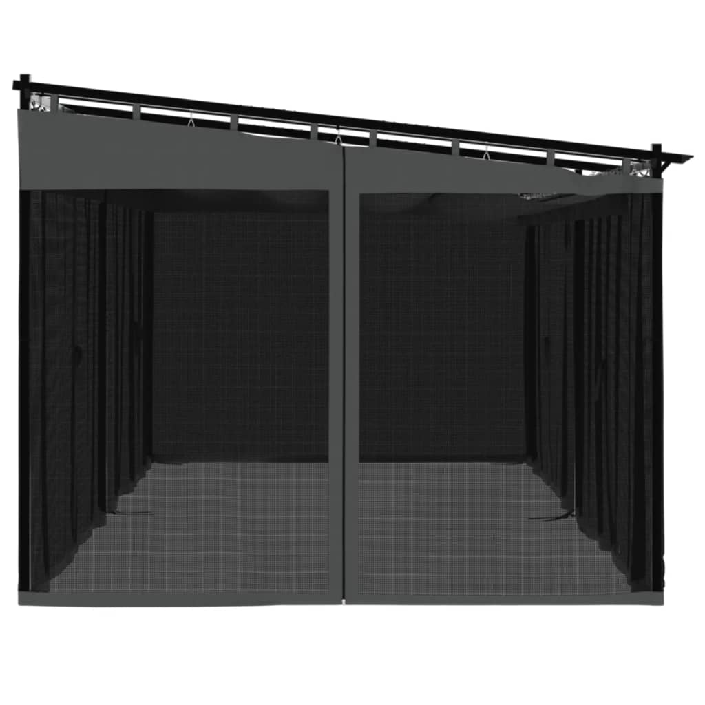 vidaXL Gazebo with Mesh Walls Anthracite 6x3 m Steel 5