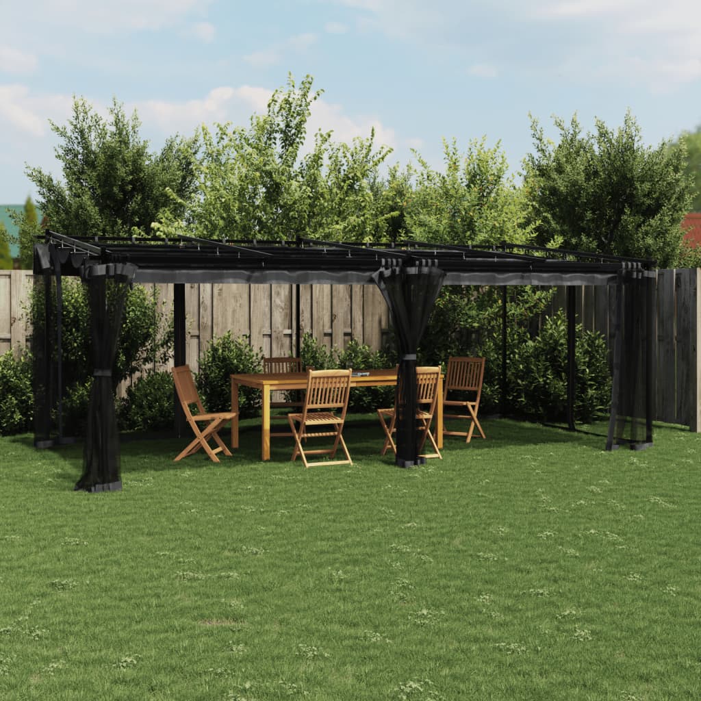 vidaXL Gazebo with Mesh Walls Anthracite 6x3 m Steel 1