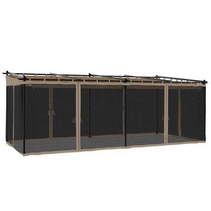 vidaXL Gazebo with Mesh Walls Taupe 6x3 m Steel 2