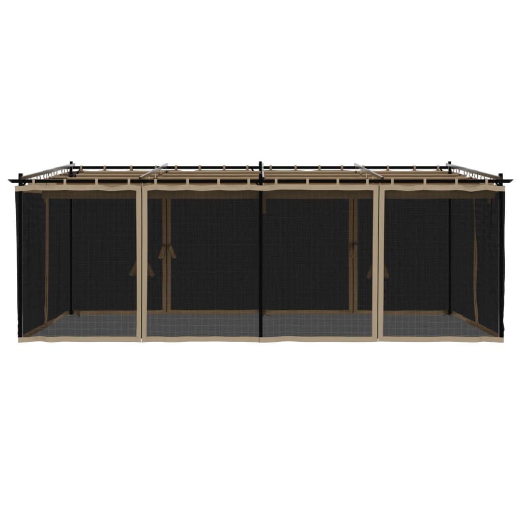 vidaXL Gazebo with Mesh Walls Taupe 6x3 m Steel 4