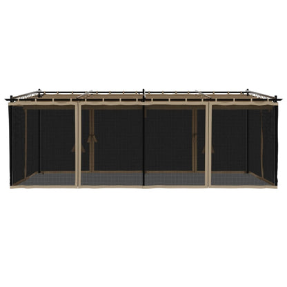 vidaXL Gazebo with Mesh Walls Taupe 6x3 m Steel 4