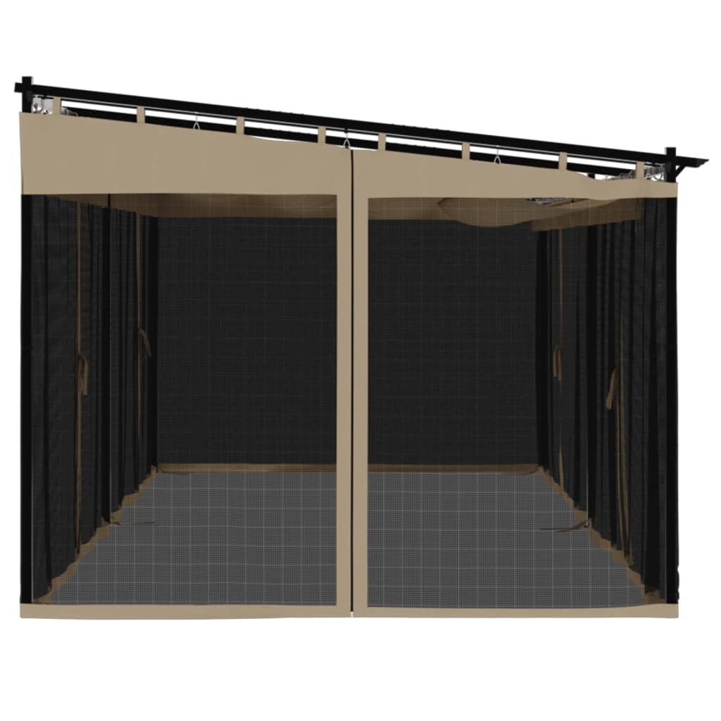 vidaXL Gazebo with Mesh Walls Taupe 6x3 m Steel 5