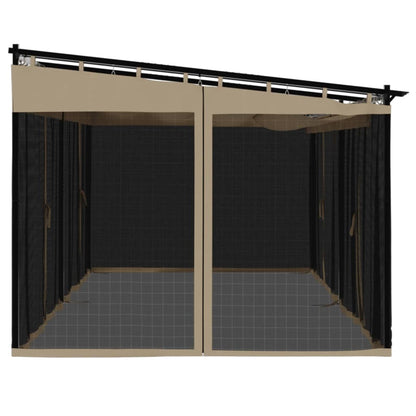 vidaXL Gazebo with Mesh Walls Taupe 6x3 m Steel 5