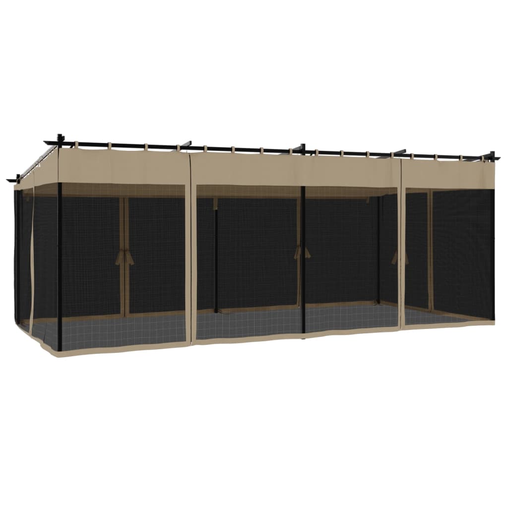 vidaXL Gazebo with Mesh Walls Taupe 6x3 m Steel 6
