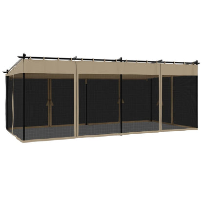 vidaXL Gazebo with Mesh Walls Taupe 6x3 m Steel 6