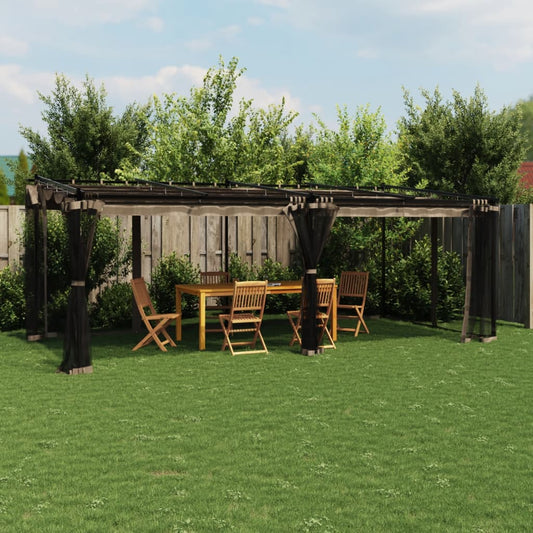 vidaXL Gazebo with Mesh Walls Taupe 6x3 m Steel 1