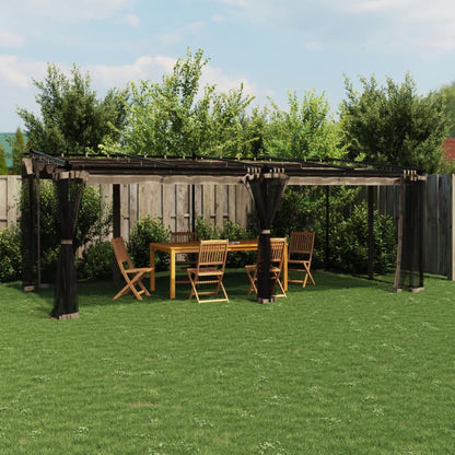 Gazebo Walls Steel Taupe 6 x 3 m with mesh