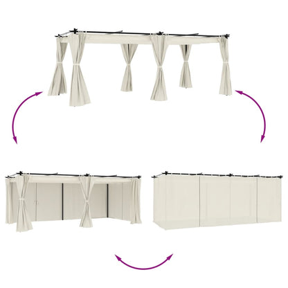 vidaXL Gazebo with Curtains Cream 6x3 m Steel 3