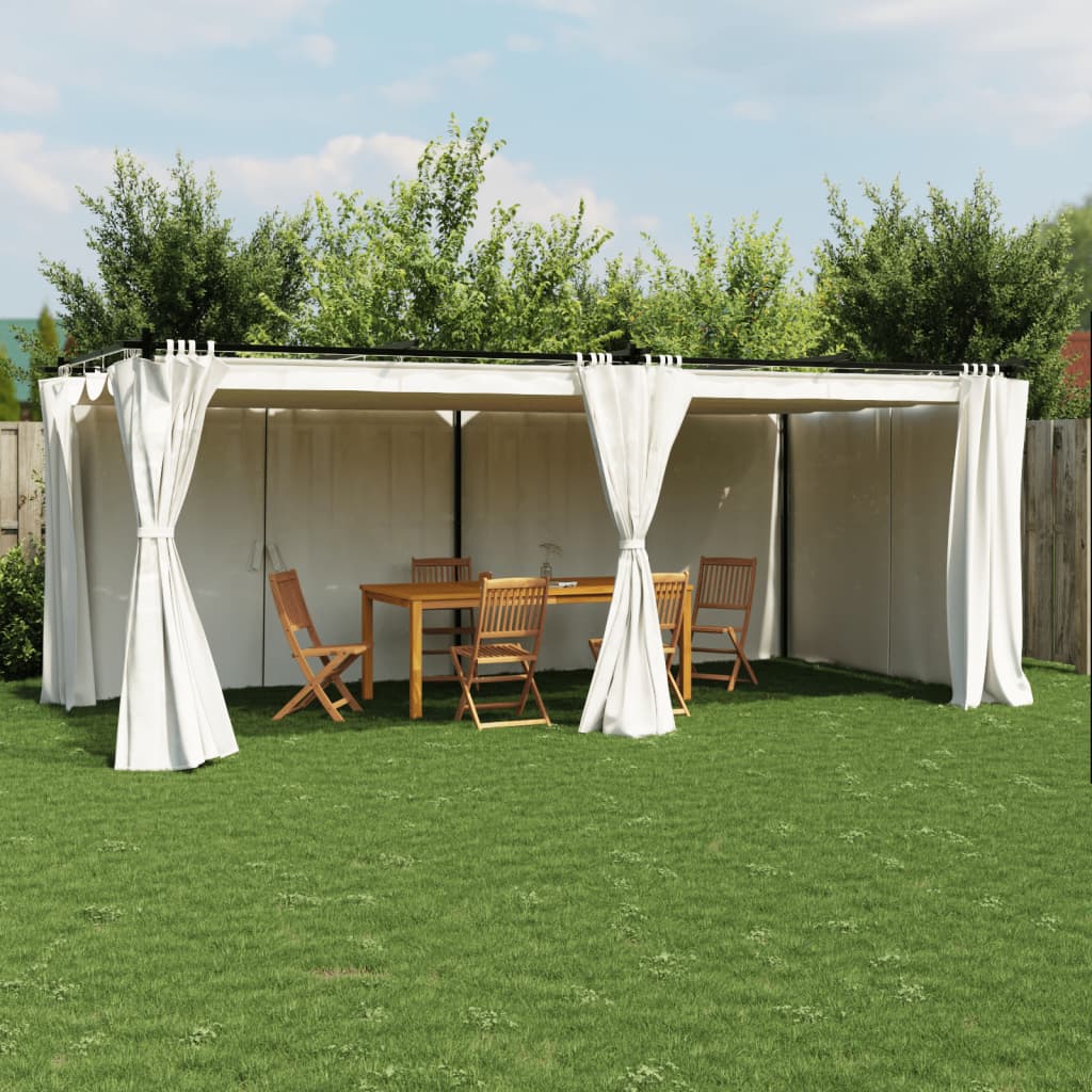 vidaXL Gazebo with Curtains Cream 6x3 m Steel 1