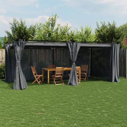 vidaXL Gazebo with Curtains Anthracite 6x3 m Steel 1