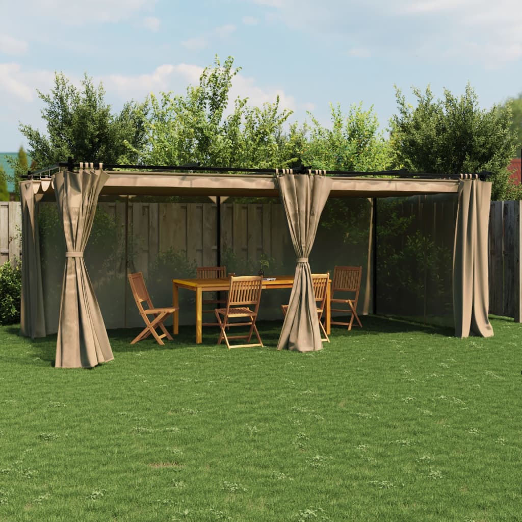 vidaXL Gazebo with Curtains Taupe 6x3 m Steel 1