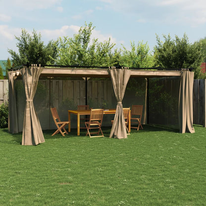 vidaXL Gazebo with Curtains Taupe 6x3 m Steel 1